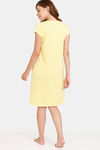Rosaline Geo Blooms Knit Cotton Knee Length Nightdress -Minion Yellow — thumbnail 3